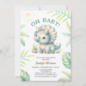 Oh, Baby! Triceratops Dinosaur Babydusche Einladung (Vorderseite)