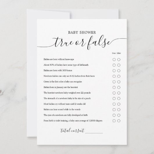 Oh Baby True oder False Baby Shooting Game Card Einladung (Vorderseite)