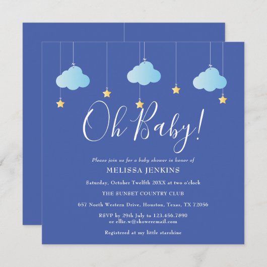 Oh Baby Twinkle Twinkle Baby Dusche / Sprinkle Einladung (Vorne/Hinten)