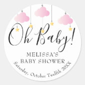 Oh Baby Twinkle Twinkle Pink Baby Dusche Runder Aufkleber (Vorderseite)