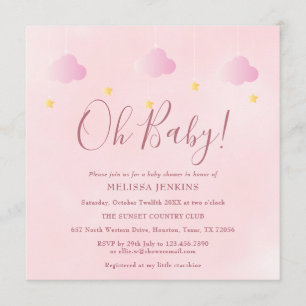 Oh Baby Twinkle Twinkle Sanftes Rosa Baby-Einladun Einladung