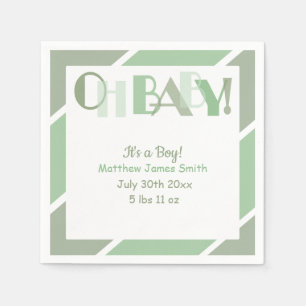 Oh Baby Typografie Green Modern Baby Shower Serviette