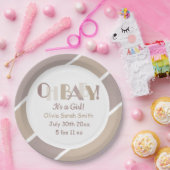 Oh Baby Typografie Mocha Moderne Babydusche Pappteller (Party)