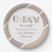 Oh Baby Typografie Mocha Moderne Babydusche Pappteller (Vorderseite)