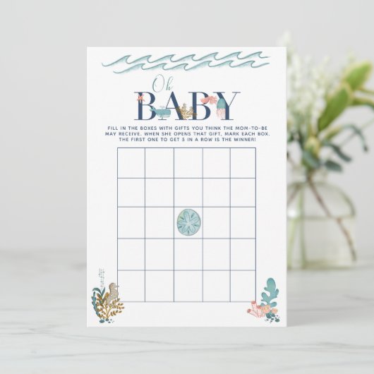 Oh Baby unter dem Sea Baby Shower Bingo Game Einladung (Stehend Vorderseite)