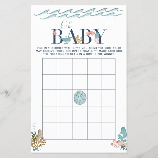 Oh Baby unter dem Sea Baby Shower Bingo Game Flyer (Vorne)