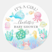 Oh Baby unter der Sea Baby Dusche Runder Aufkleber (Vorderseite)