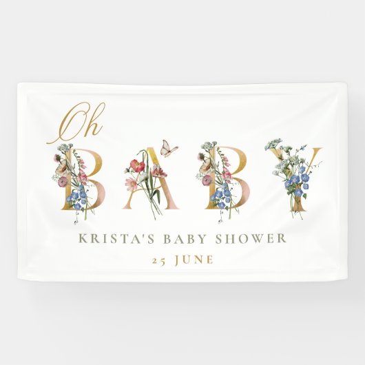 Oh Baby Vintag Wildblume Baby Duschbanner Banner (Horizontal)