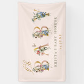 Oh Baby Vintage Wildblume Blush Baby Dusche Banner (Vertikal)