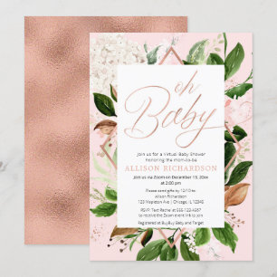 Oh Baby Virtual Baby Dusche Rose goldene Vegetatio Einladung