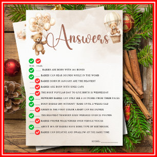 OH BABY WAHRE ODER FALSE Baby Dusche Spiel Niedlic Einladung