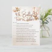 OH BABY WAHRE ODER FALSE Baby Dusche Spiel Niedlic Einladung (Stehend Vorderseite)