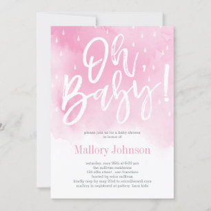 Oh Baby Watercolor Baby Dusche Einladung Pink