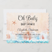 Oh Baby Watercolor Beach Baby Dusche Einladung (Vorderseite)