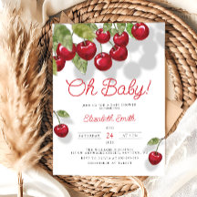 Oh Baby Watercolor Cherry Baby Dusche Einladung