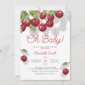 Oh Baby Watercolor Cherry Baby Dusche Einladung (Vorderseite)