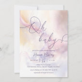 Oh Baby Watercolor Clouds Babydusche Einladung (Vorderseite)