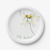 Oh Baby Watercolor Daisy Baby Dusche Pappteller (Vorderseite)
