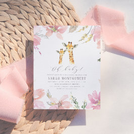 Oh Baby Watercolor Floral Giraffe Babydusche Einladungspostkarte