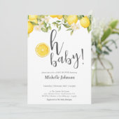 Oh Baby Watercolor Lemon Babydusche Einladung (Stehend Vorderseite)