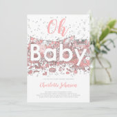 Oh Baby Watercolor Pink Babydusche Einladung (Stehend Vorderseite)