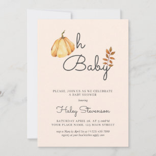 Oh Baby Watercolor Pumpkin Fall Rustic Baby Dusche Einladung