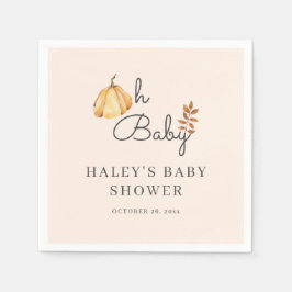 Oh Baby Watercolor Pumpkin Fall Rustic Baby Dusche Serviette