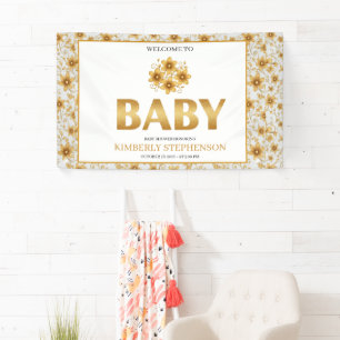 Oh Baby Watercolor Rose Gold Babyparty Banner