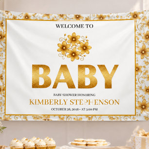 Oh Baby Watercolor Rose Gold Babyparty Banner