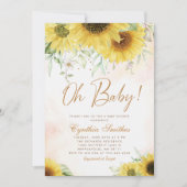 Oh Baby Watercolor Sonnenblumendusche Einladung (Vorderseite)