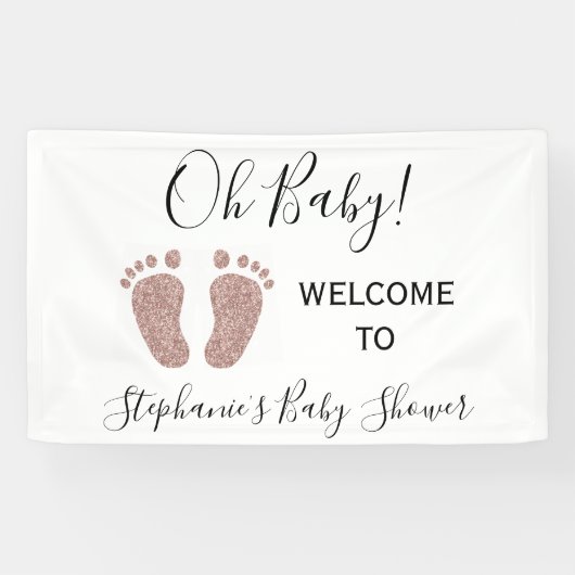 Oh Baby Welcome Girl's Baby Shower Banner (Horizontal)