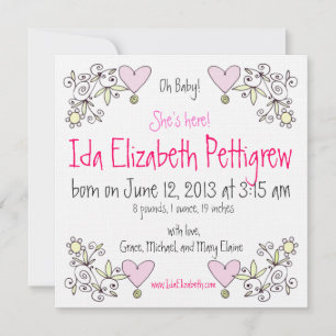 Oh, Baby! Whimsical Springtime Geburtsankündigung Ankündigung