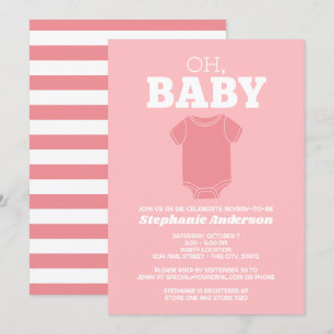 Oh Baby - Whimsical T-Shirt Pastel Coral Baby Dusc Einladung