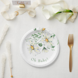 Oh Baby White Daisies Dusche Pappteller