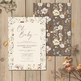 Oh Baby Wildflower Rustic Baby Shower  Einladung
