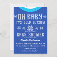 OH BABY Winter Baby Dusche Strick Sweater Blue Whi