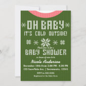 OH BABY Winter Baby Dusche Strick Sweater Red Gree Einladung (Vorderseite)