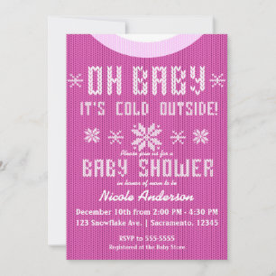 OH BABY Winter-Baby-Party Strickpullover Rosa Einladung