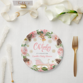 Oh Baby Winter Girl Babydusche Personalisiert Pape Pappteller