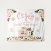 Oh Baby Winter Pink Blumendusche Hintergrund Wandteppich (Vorderseite (Horizontal))