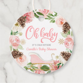 Oh Baby Winter Pink Floral Girl Baby Dusche Gefall Geschenkanhänger