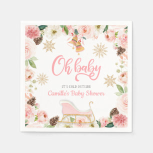 Oh Baby Winter Pink Girl Babydusche Serviette