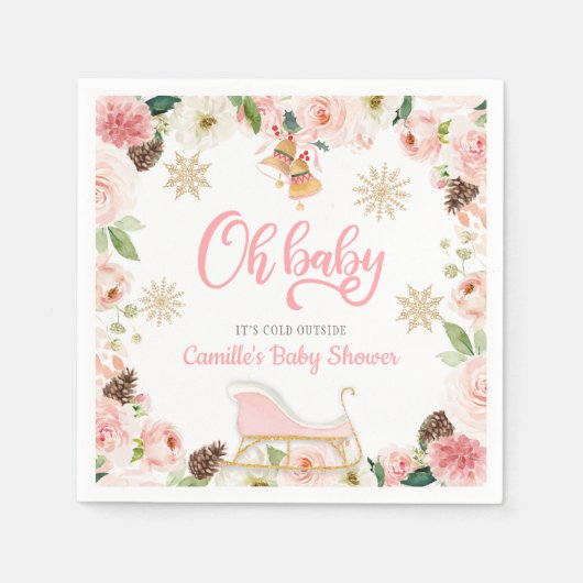 Oh Baby Winter Pink Girl Babydusche Serviette (Vorderseite)