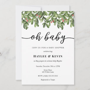 "Oh Baby" Wintergrün Babyparty-Einladung Einladung