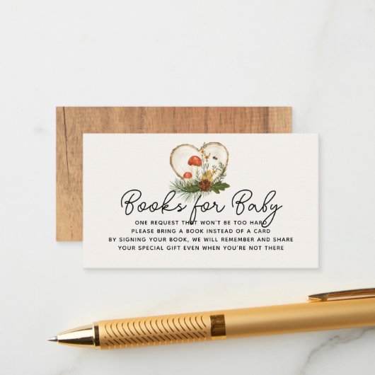Oh Baby Wood Slice Fall Babydusche Buchanfrage Begleitkarte (Vorderseite/Rückseite Beispiel)
