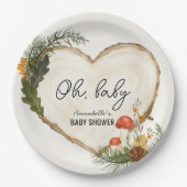 Oh Baby Wood Slice Mushroom Fall Baby Shower Pappteller (Vorderseite)
