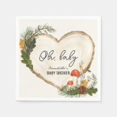 Oh Baby Wood Slice Mushroom Fall Baby Shower Serviette (Vorderseite)