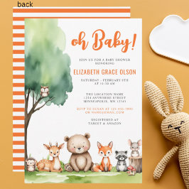 Oh, Baby! Woodland Animals Babydusche Einladung