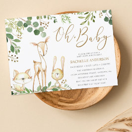 Oh Baby Woodland Animals Greenery Baby Shower Einladung