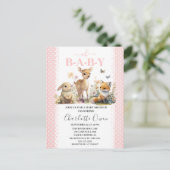 Oh Baby Woodland Animals Kinderdusche Einladung Po Postkarte (Stehend Vorderseite)